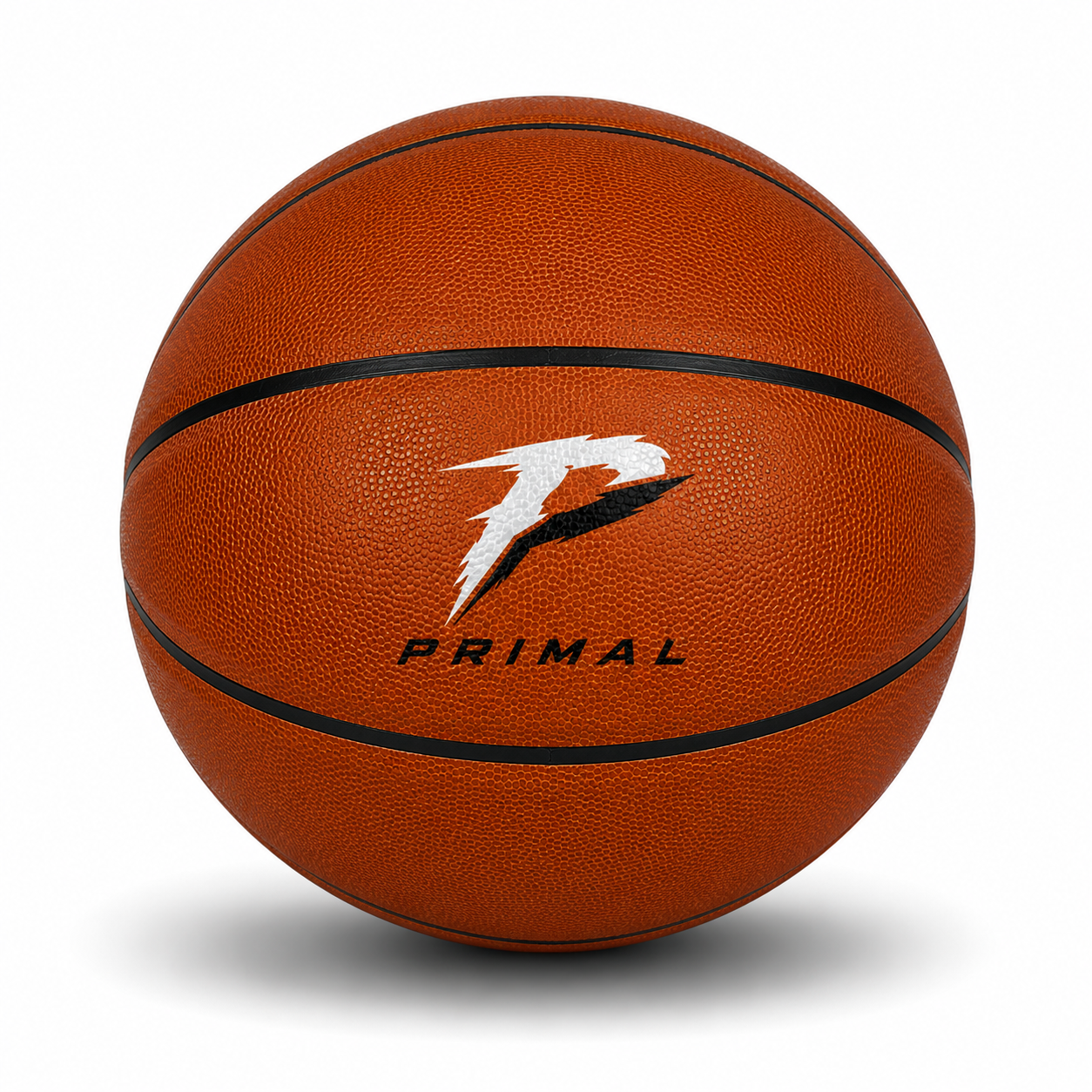 Customized Orange Blank Basketball with a custom logo printed on the top panel.