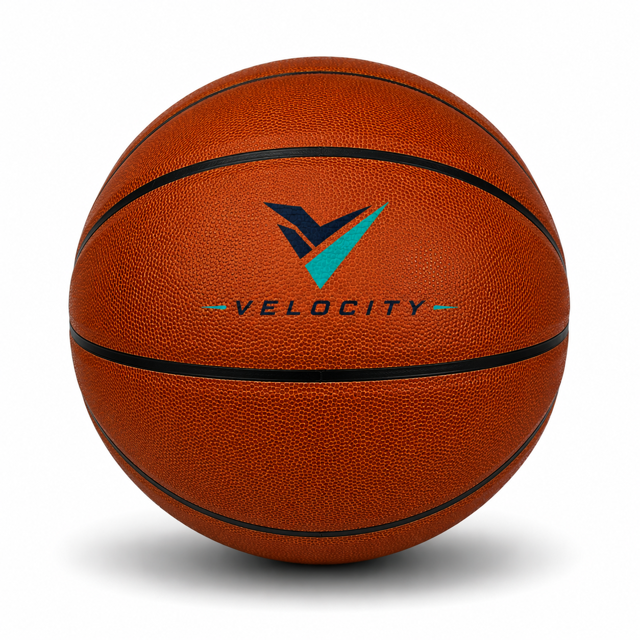 Customized Orange Blank Basketball with a custom logo printed on the top panel.