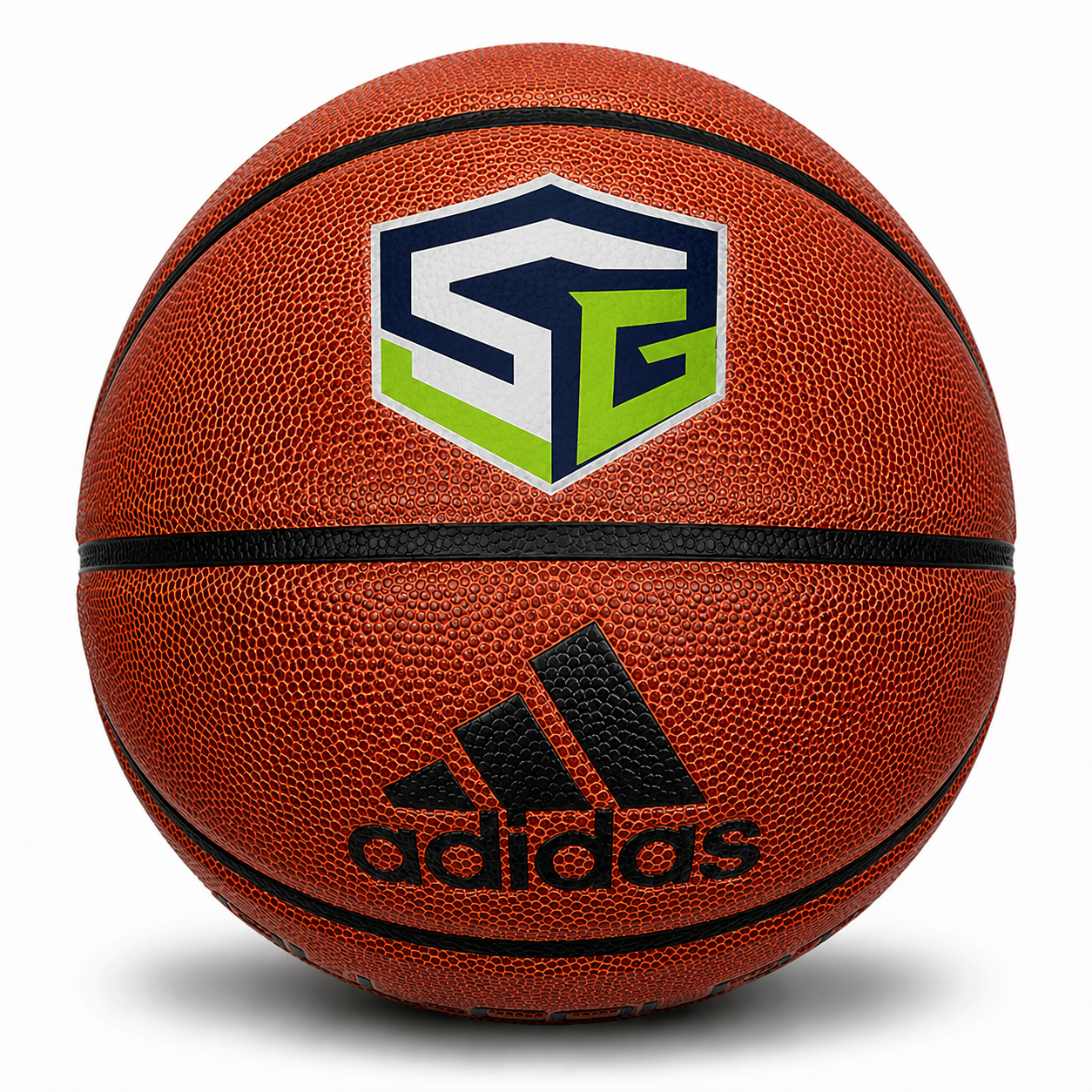 Customized Personalized Adidas All Court Basketball with a custom logo printed on the top panel in multi color.