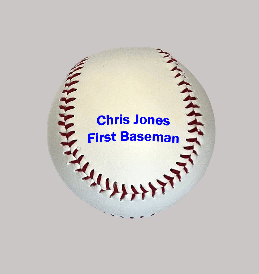 Customized Baseball with Blue Text