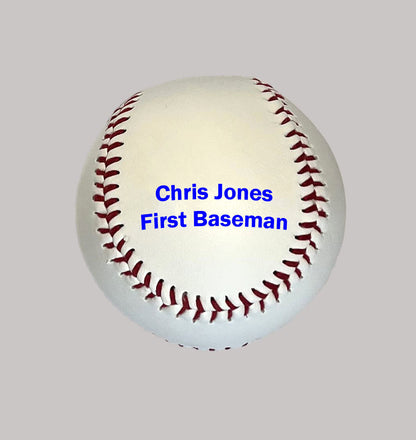 Customized Baseball with Blue Text