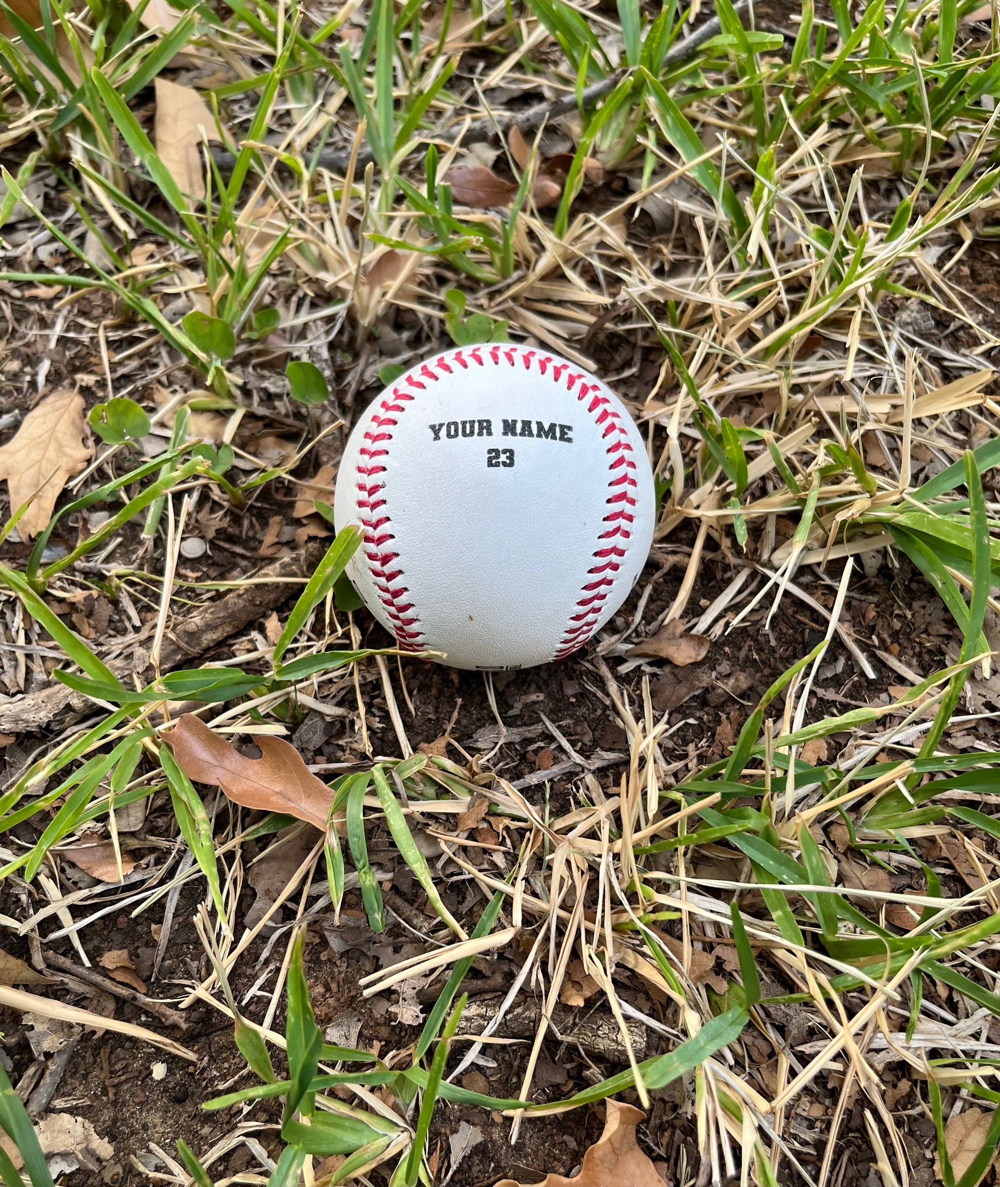 Customized Personalized Baseball with Black Text and Background