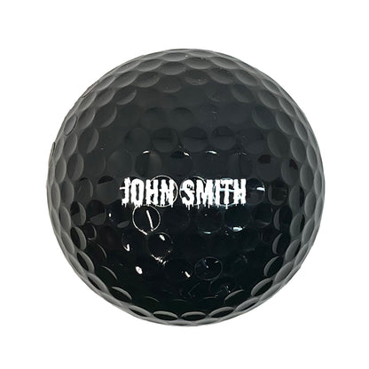 Customized Personalized Black Golf Ball Drip Font in White