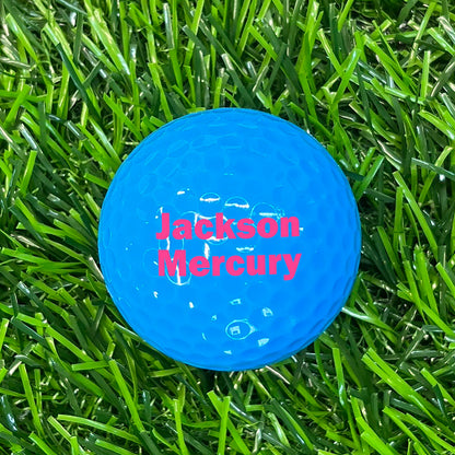 Customized Personalized Blue Golf Ball 12 Pack Pink Text