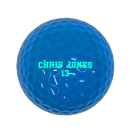 Customized Personalized Blue Golf Ball 12 Pack Varsity Team Font