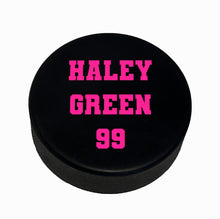 Load image into Gallery viewer, Customized Personalized Hockey Puck Pink with Number

