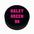 Load image into Gallery viewer, Customized Personalized Hockey Puck Pink with Number

