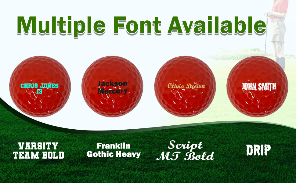 Customized Personalized Red Golf Balls 3 pack Font Available