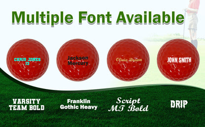 Customized Personalized Red Golf Balls 3 pack Font Available