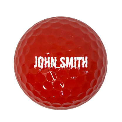 Customized Personalized Red Golf Balls 3 pack Dript font in white