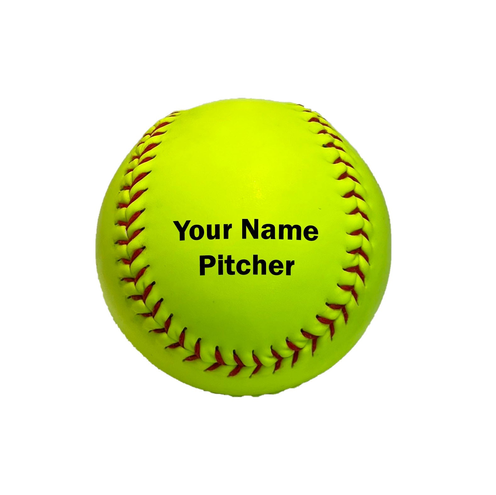 Customized Softballs with Black Text and Position