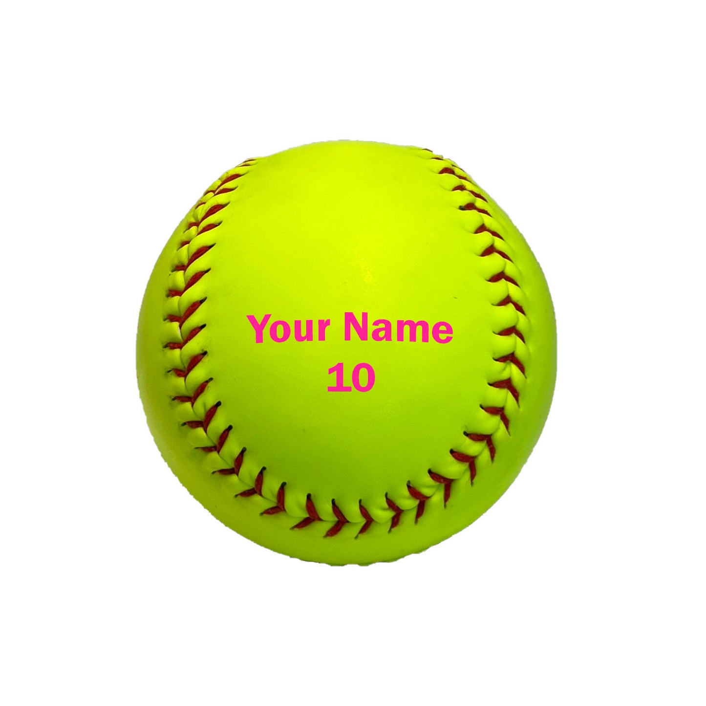 Customized Softballs with Pink Text and Number