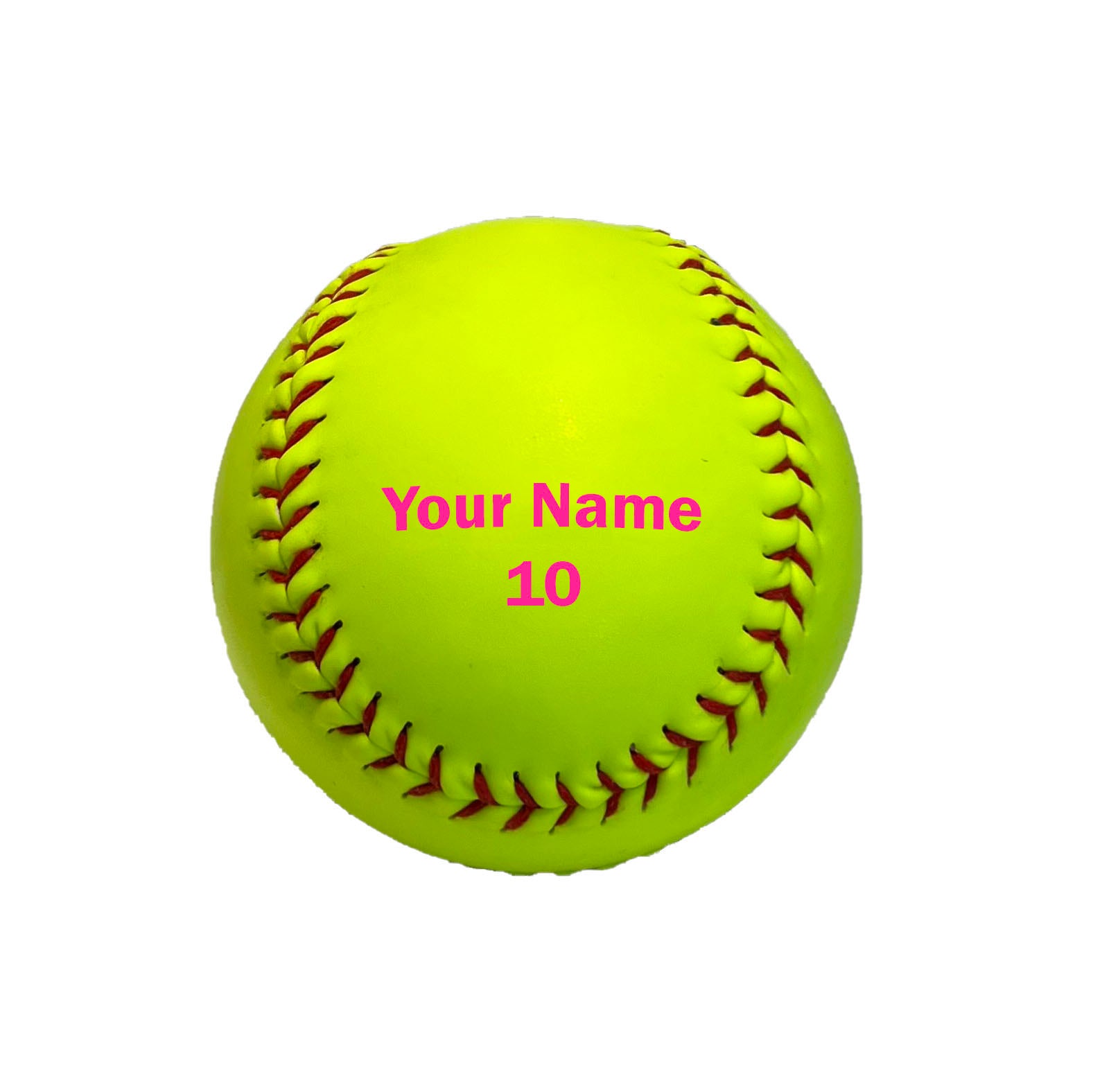 Customized Softballs with Pink Text and Number