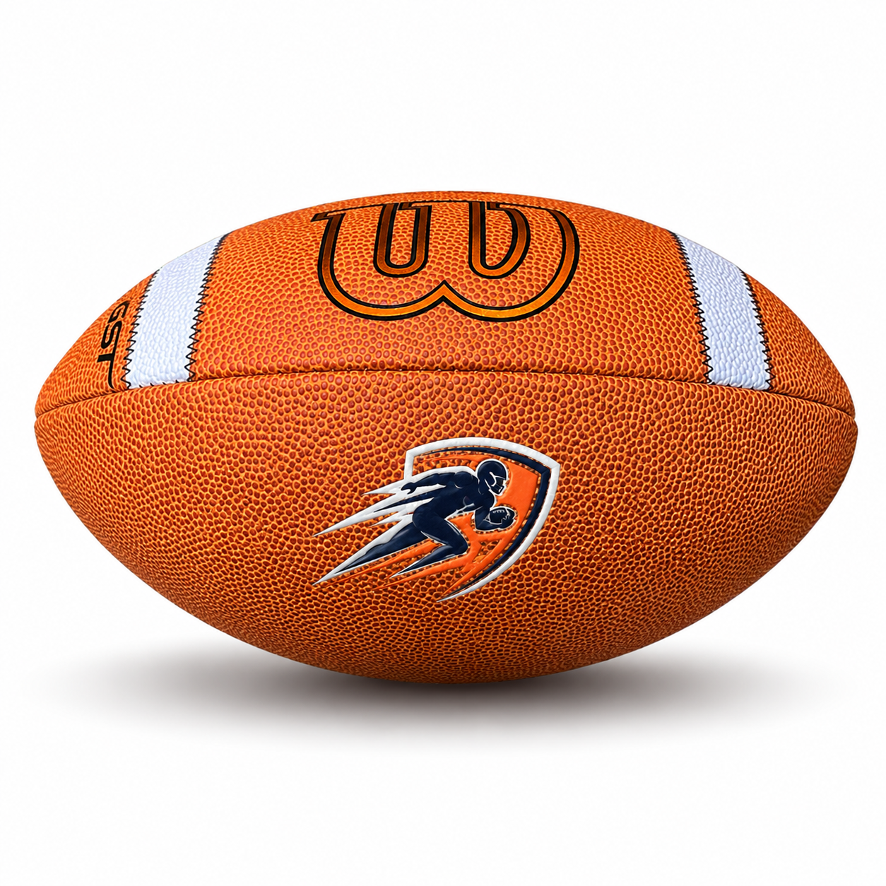 Customized Personalized Wilson GST Composite Football with a custom logo on the bottom panel.