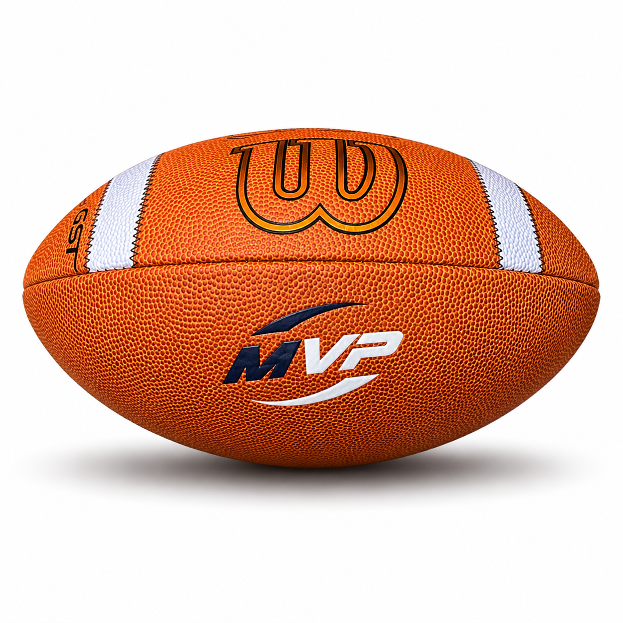 Customized Personalized Wilson GST Composite Football with a custom logo printed on the bottom panel.