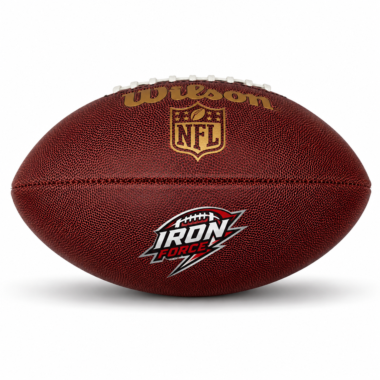 Customized Personalized Wilson NFL Ignition Football with a custom logo printed on the bottom panel.