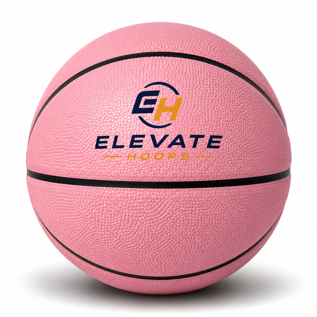 Customized Pink Basketball, Non Branded with a custom logo printed on the top panel.