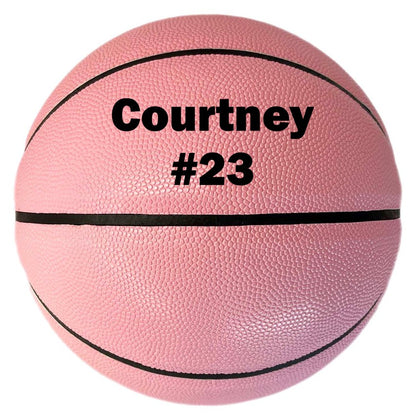 Customized Pink Basketball Personalized with Black Text and Jersey Number