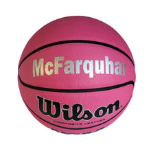 Load image into Gallery viewer, Customized Pink Basketball with Silver Text
