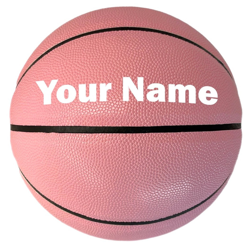 Customized Pink Basketball Personalized with White Text