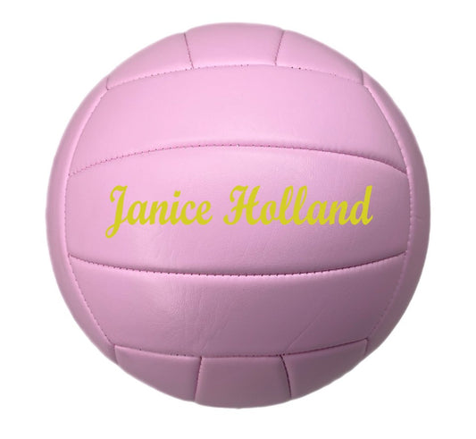 Customized Pink Volleyball Personalized with Your Name in Gold