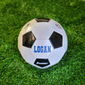 Load image into Gallery viewer, Customized Soccer Ball with Blue Varsity Text
