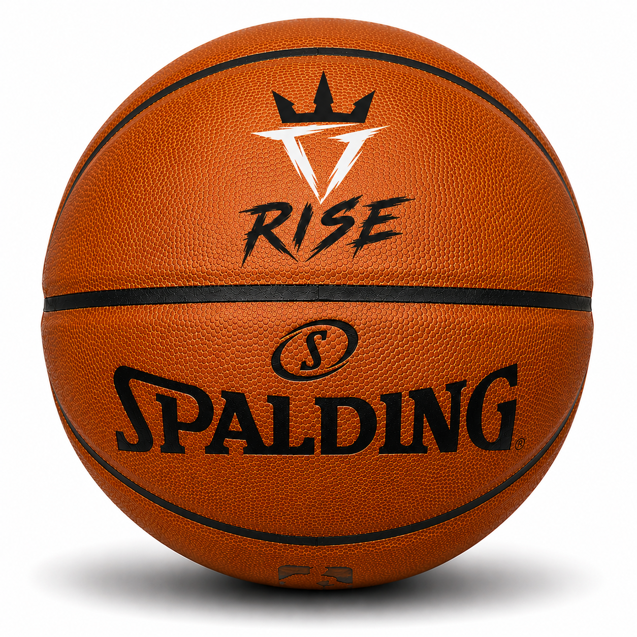 Customized Spalding Official NBA Game Basketball with a custom logo on the top panel.