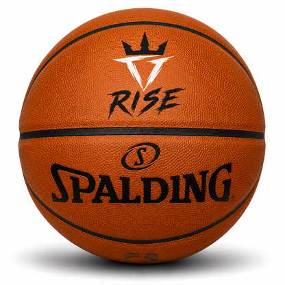 Customized Spalding Official NBA Game Basketball with a custom logo on the top panel.