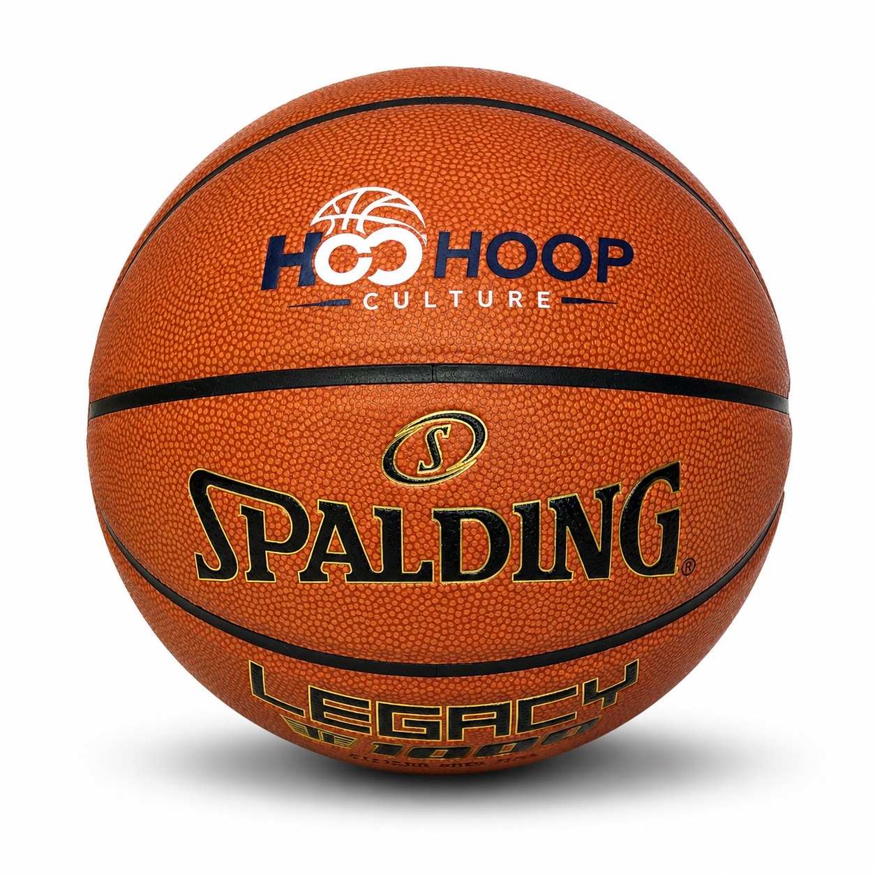 Customized Spalding TF1000 Legacy Indoor Game Ball with a custom logo printed on the top panel.