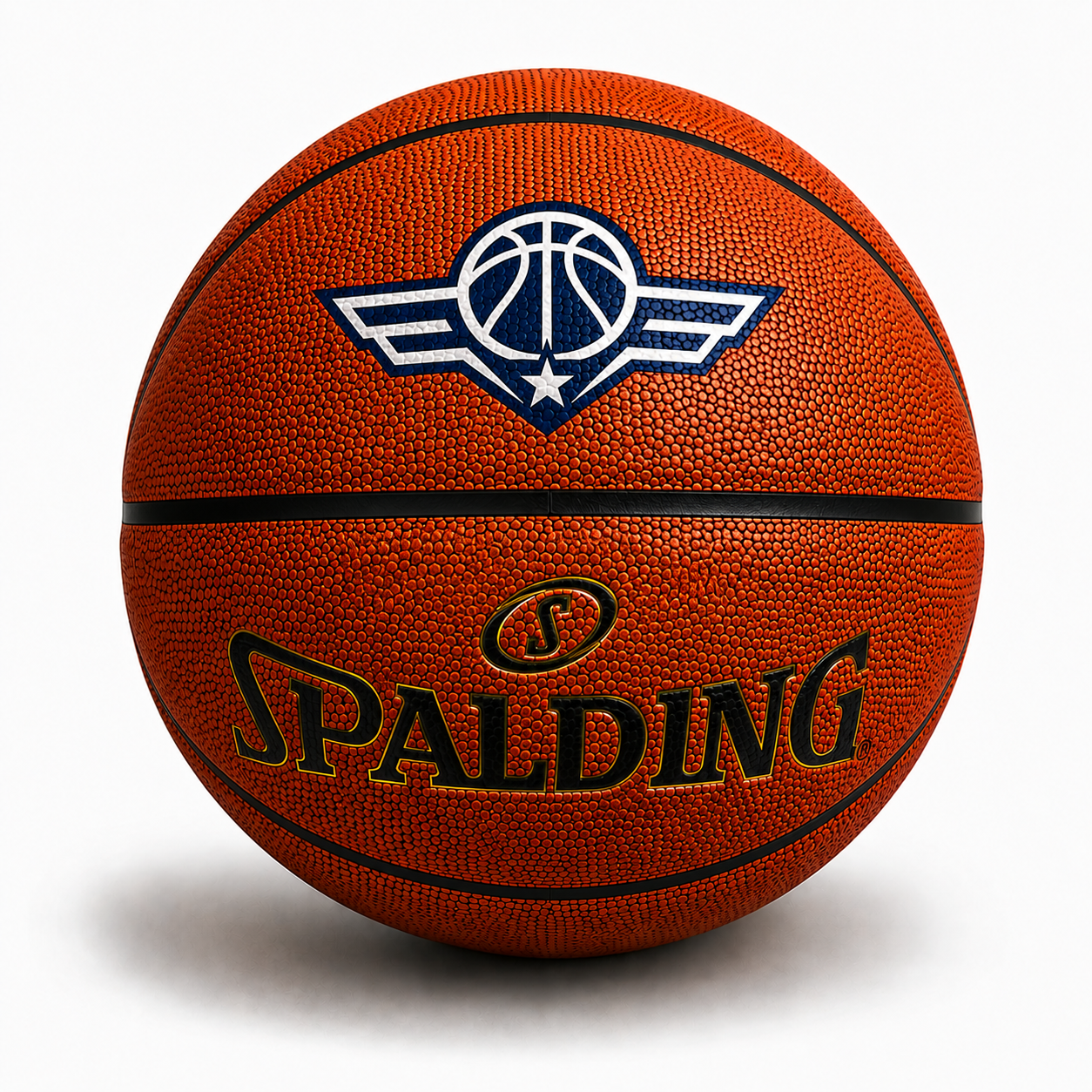 Customized Spalding TF500 Indoor Outdoor Game Ball with custom logo printed on the top panel