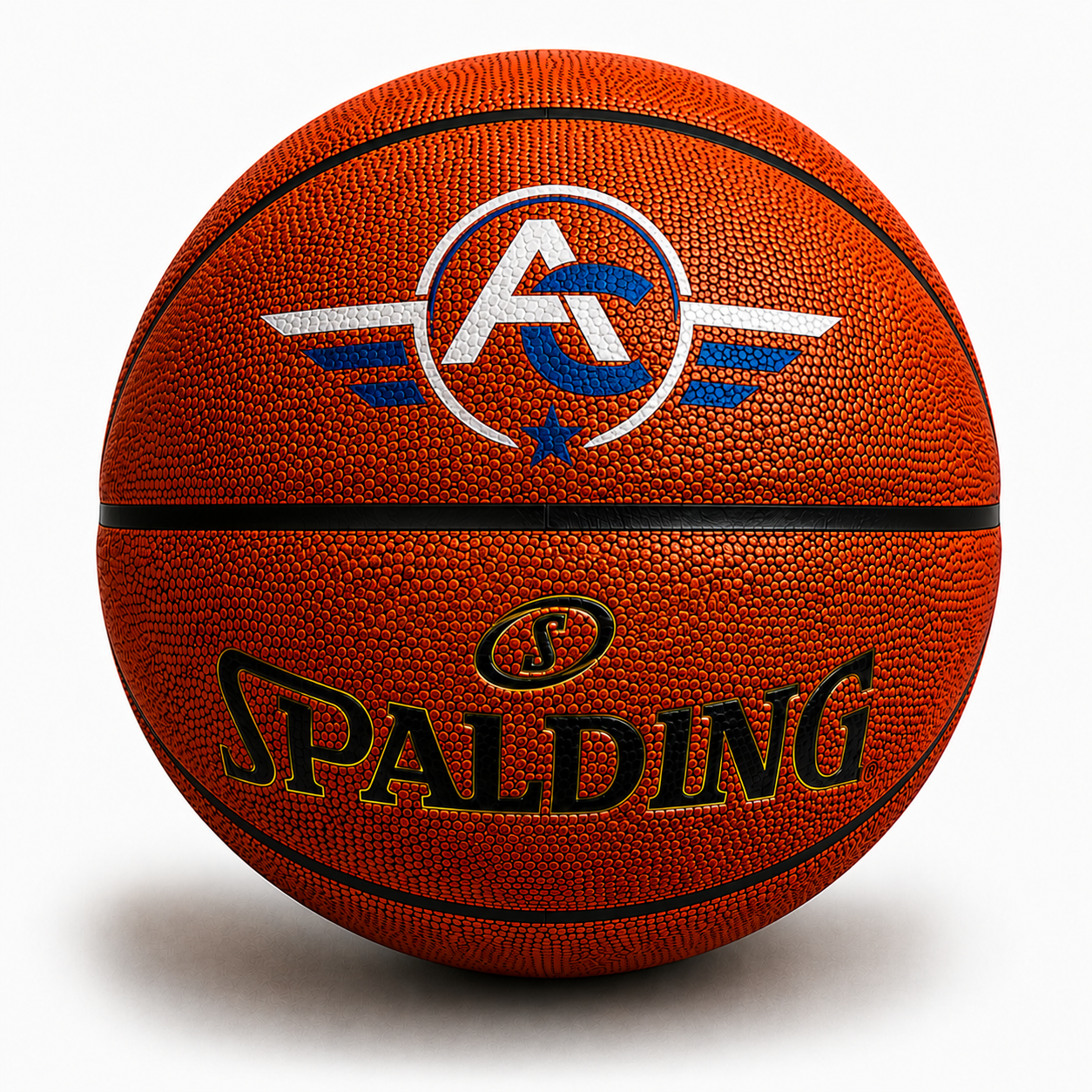Customized Spalding TF500 Indoor Outdoor Game Ball with custom logo printed on the top panel.