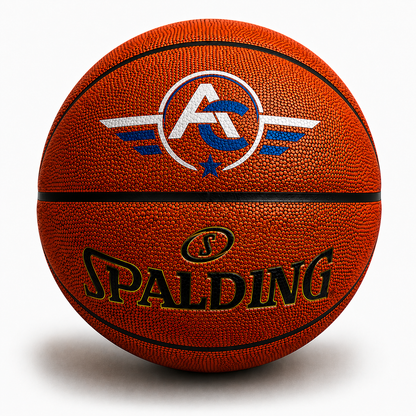 Customized Spalding TF500 Indoor Outdoor Game Ball with custom logo printed on the top panel.