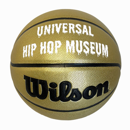 Customized Wilson Gold Basketball with White Text