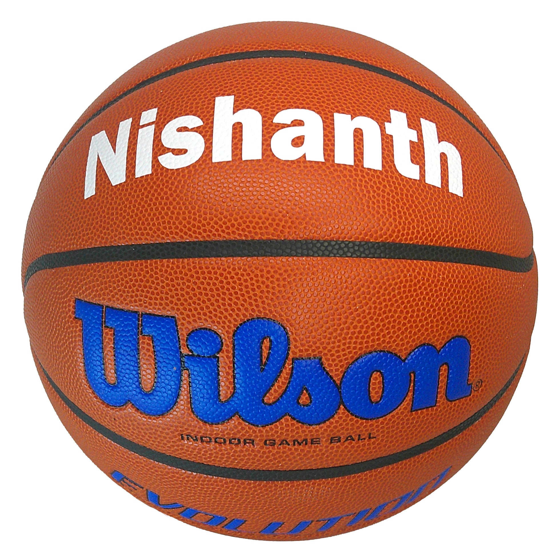 Customized Wilson Evolution Blue Basketball with White Text