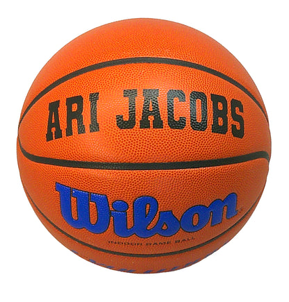 Customized Wilson Evolution Blue Basketball with Black Text