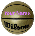 Load image into Gallery viewer, Customized Wilson Gold Basketball with Purple Text
