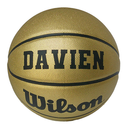 Customized Wilson Gold Basketball with Black Text