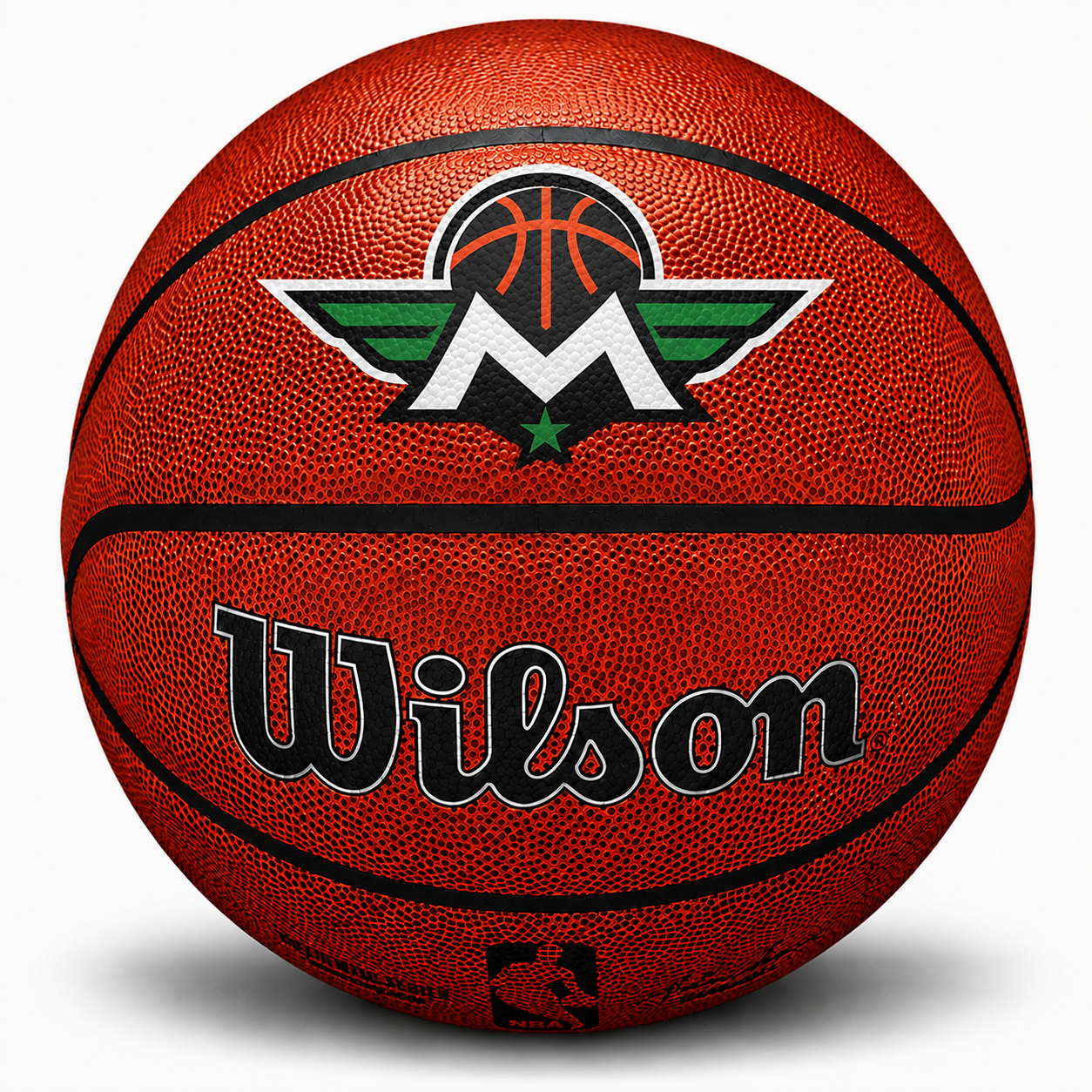 Customized Wilson NBA Indoor Outdoor Basketball with a custom logo printed on the top panel.