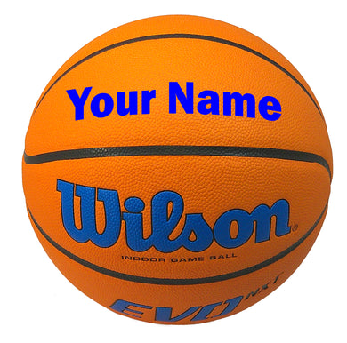 Customized Wilson NCAA EVO NXT Basketball Blue with Blue Text