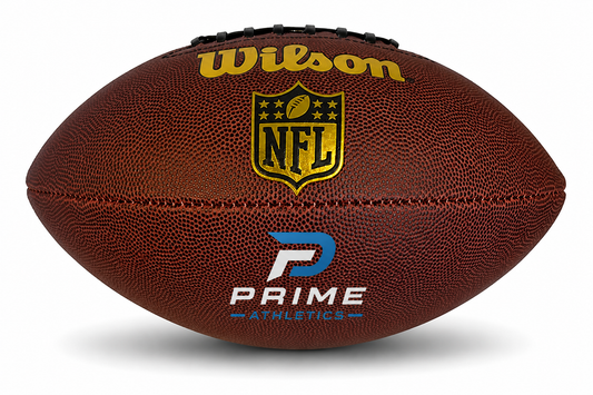 Customized Wilson NFL Tailgate Composite Football with a custom logo on the bottom panel.