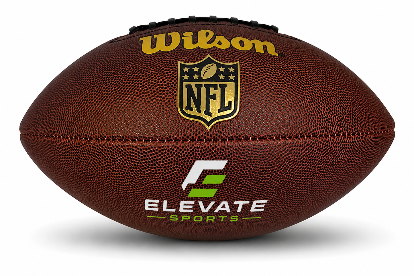 Customized Wilson NFL Tailgate Composite Football with a custom logo on the bottom panel.