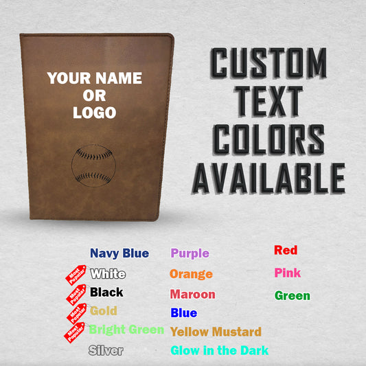 Customized Baseball Padfolio Custom text colors available