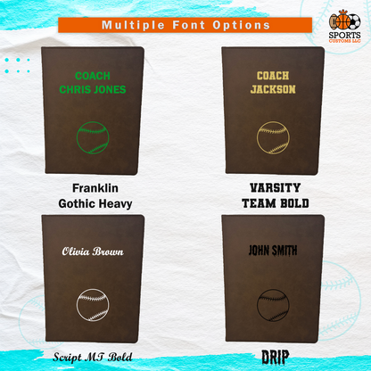 Customized Baseball Padfolio Multiple Font Options