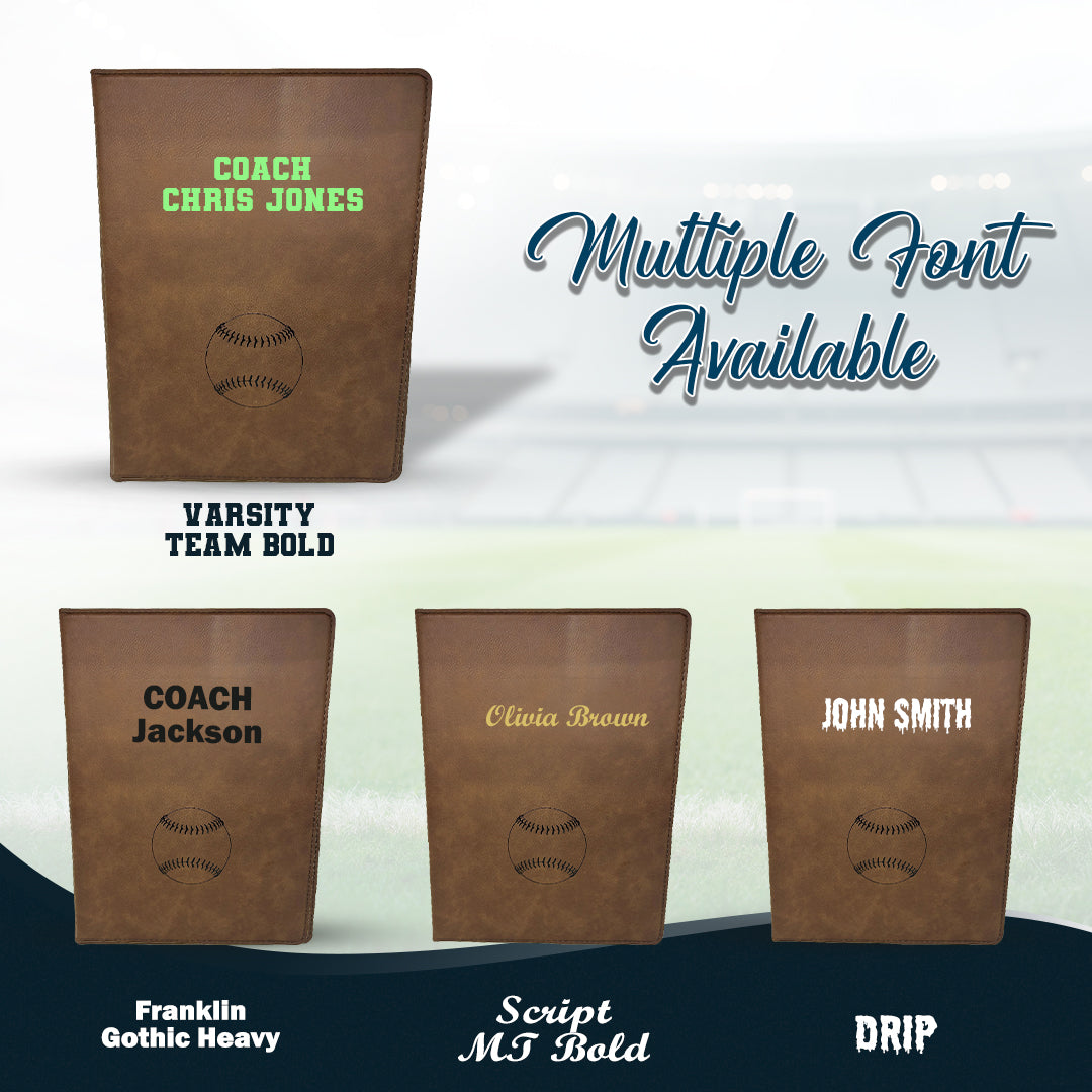 Customized Baseball Padfolio Multiple Font Available