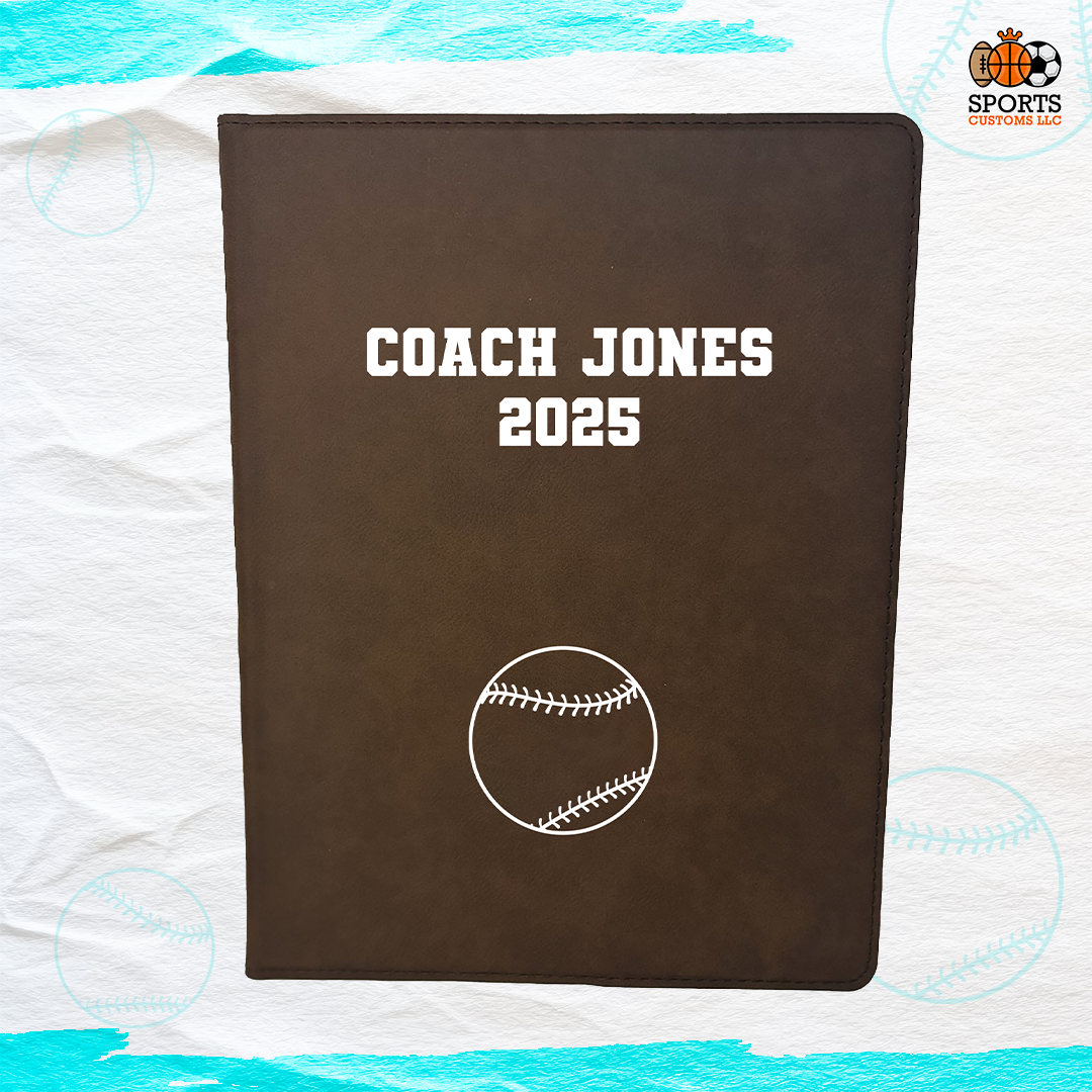 Customized Baseball Padfolio Mock-ip in Varsity Team Font