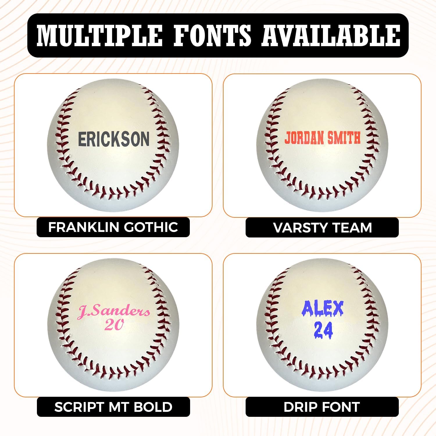 Personalized Baseball with Multiple Font Options
