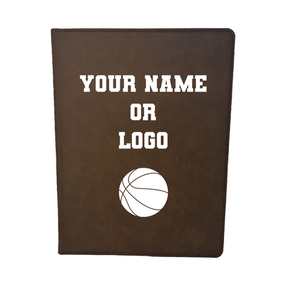 Customized Basketball Padfolio, Basketball Leather Notepad Your Name or Logo