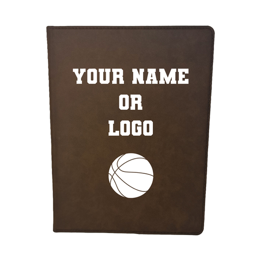 Customized Basketball Padfolio, Basketball Leather Notepad Your Name or Logo