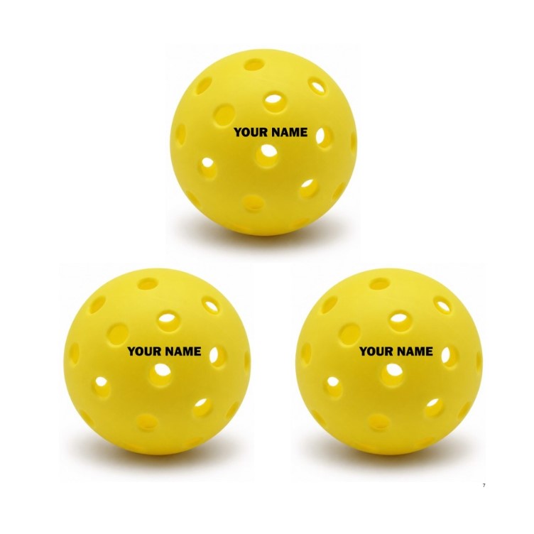 Customized Blank Pickle Balls, 3 Pack X40 Outdoor Pickleballs with custom text in the middle