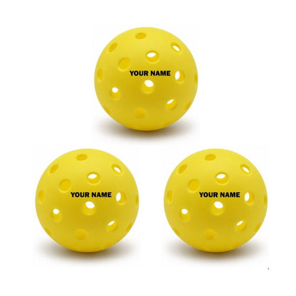 Customized Blank Pickle Balls, 3 Pack X40 Outdoor Pickleballs with custom text in the middle